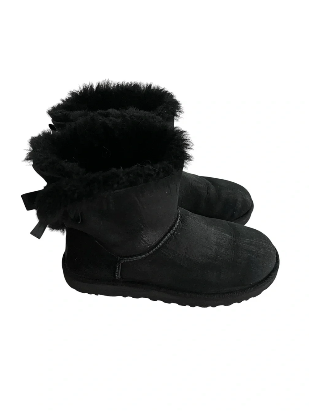UGG Classic Mini Bailey Bow II Women's Black Short Shearling Boots Size 7